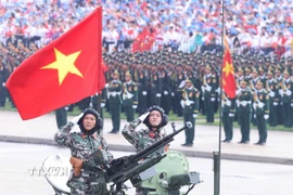 Chiến sỹ Khối xe Tăng thiết giáp trong Lễ diễu binh, diễu hành kỷ niệm 80 năm Cách mạng tháng Tám và Quốc khánh 2/9, tại Quảng trường Ba Đình sáng 2/9/2025. (Ảnh: TTXVN)