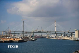 Quang cảnh cảng hàng hóa Long Beach ở California (Mỹ). (Ảnh: THX/TTXVN)