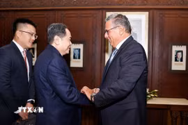 Chủ tịch Quốc hội Trần Thanh Mẫn hội kiến Thủ tướng Maroc Aziz Akhannouch tại Thủ đô Rabat sáng 25/7/2025 (giờ địa phương). (Ảnh: Doãn Tấn/TTXVN)