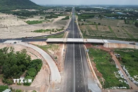 Một cầu vượt trên tuyến dự án thành phần 3 cao tốc Biên Hòa-Vũng Tàu vắng bóng đơn vị thi công. (Ảnh: Hoàng Nhị/TTXVN)