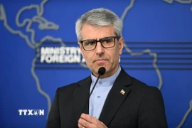 Người phát ngôn Bộ Ngoại giao Iran Esmaeil Baghaei phát biểu tại cuộc họp báo ở Tehran. (Ảnh: THX/TTXVN)
