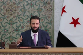 Tổng thống lâm thời Syria Ahmed al-Sharaa phát biểu tại Damascus, ngày 13/3/2025. (Ảnh: AA/TTXVN)