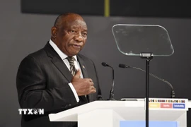 Tổng thống Nam Phi Cyril Ramaphosa phát biểu tại một hội nghị ở Cape Town. (Ảnh: Kyodo/TTXVN)