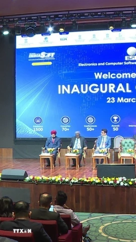 Quang cảnh khai mạc IndiaSoft 2026. (Ảnh: Ngọc Thúy/TTXVN)
