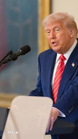 Tổng thống Mỹ Donald Trump phát biểu tại một sự kiện ở Nhà Trắng ngày 8/5/2025. (Ảnh: THX/TTXVN)