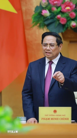 Thủ tướng Phạm Minh Chính kết luận Phiên họp lần thứ 26 của Ban chỉ đạo chống khai thác hải sản bất hợp pháp. (Ảnh: Dương Giang/TTXVN)