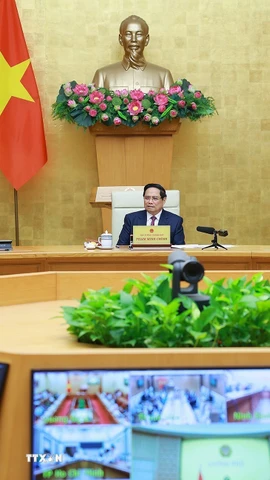 Thủ tướng Phạm Minh Chính chủ trì Phiên họp lần thứ 26 của Ban chỉ đạo chống khai thác hải sản bất hợp pháp. (Ảnh: Dương Giang/TTXVN)