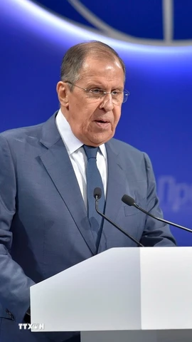 Ngoại trưởng Nga Sergey Lavrov phát biểu tại thủ đô Moskva. (Ảnh: THX/TTXVN)
