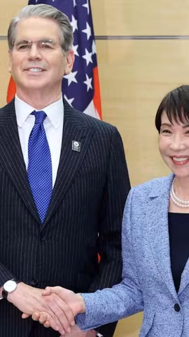 Bộ trưởng Tài chính Mỹ Scott Bessent hội kiến Thủ tướng Nhật Bản Sanae Takaichi. (Nguồn: Nikkei)