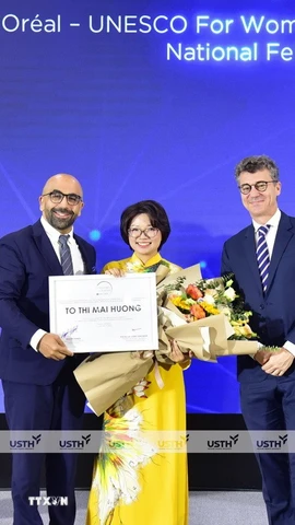 Phó Giáo sư, Tiến sỹ Tô Thị Mai Hương là 1 trong 3 nhà khoa học nữ xuất sắc trở thành chủ nhân của Giải thưởng L’Oréal - UNESCO Vì sự phát triển phụ nữ trong khoa học năm 2025. (Ảnh: TTXVN phát)