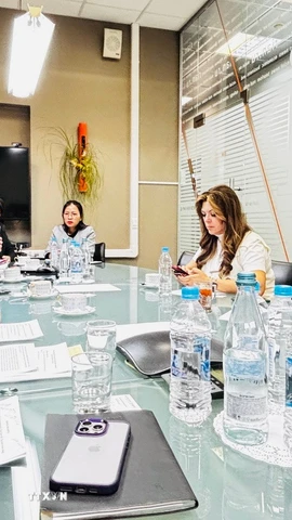 Quang cảnh buổi làm việc. (Ảnh: Tâm Hằng/TTXVN)