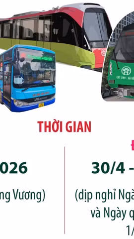 Nghỉ Lễ Giỗ Tổ, 30/4 và 1/5: Hà Nội miễn phí vé xe buýt, đường sắt đô thị