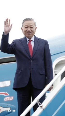 Tổng Bí thư Tô Lâm rời Hà Nội, lên đường tham dự cuộc họp khai mạc Hội đồng Hòa bình về Gaza. (Ảnh: Thống Nhất/TTXVN)