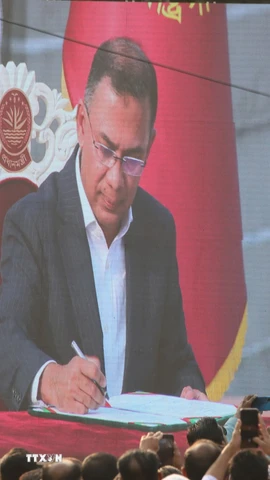 Ông Tarique Rahman tại lễ tuyên thệ nhậm chức Thủ tướng Bangladesh ở Dhaka, ngày 17/2/2026. (Nguồn: THX/TTXVN)