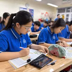 Học sinh Trường Trung học cơ sở Chương Dương ôn thi lớp 10. (Ảnh: PM/Vietnam+)