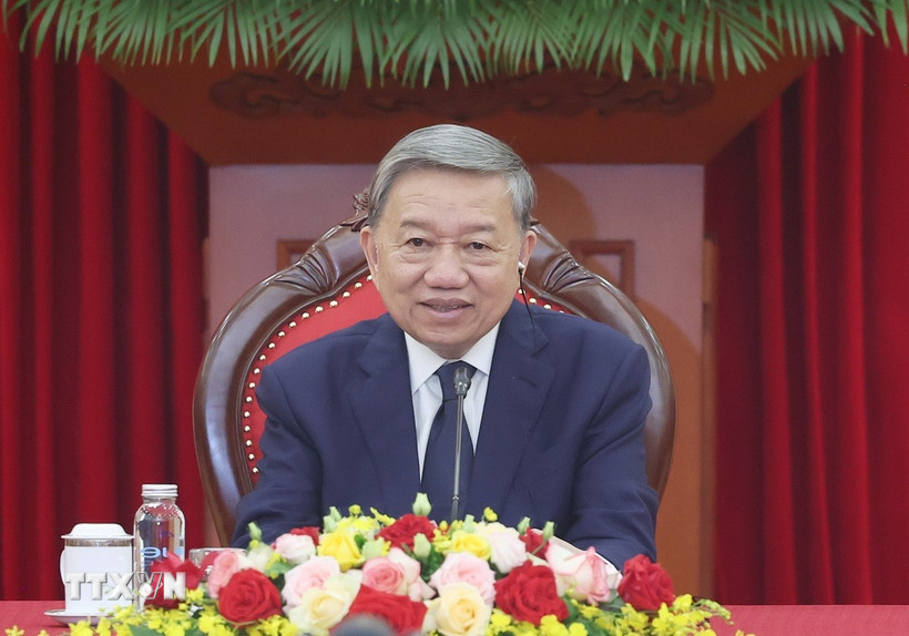 Tổng Bí thư Tô Lâm điện đàm với Chủ tịch Đảng Đại hội Dân tộc Phi (ANC), Tổng thống Cộng hòa Nam Phi Cyril Ramaphosa. (Ảnh: Thống Nhất/TTXVN)