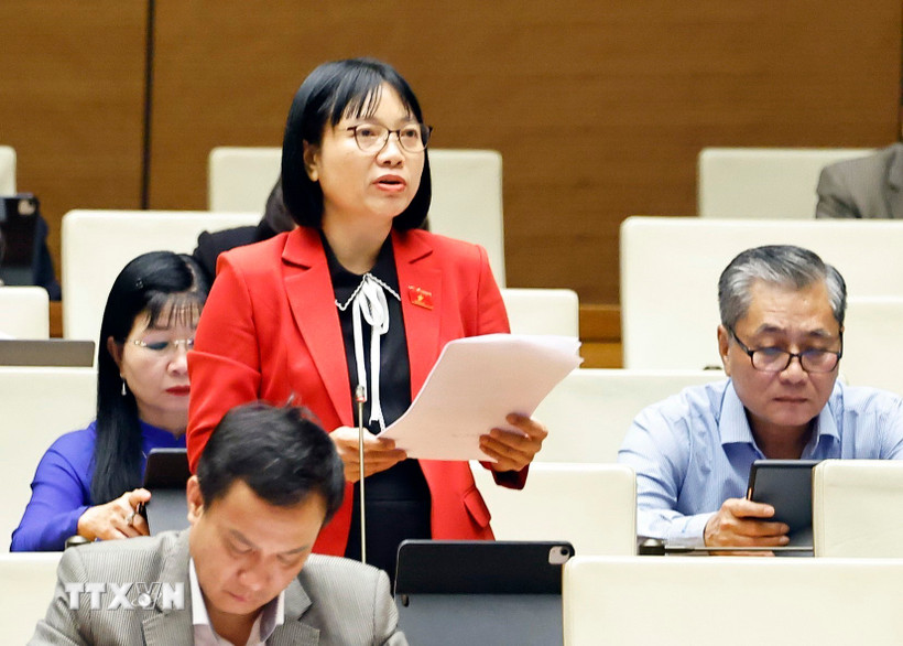 Đại biểu Quốc hội thành phố Hải Phòng Nguyễn Thị Việt Nga phát biểu. (Ảnh: Doãn Tấn/TTXVN)