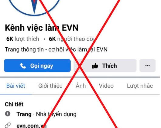 Hình ảnh Fanpage giả mạo thương hiệu EVN.