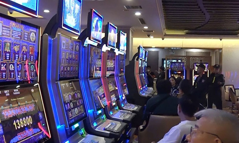 Bên trong xới bạc King Club. (Ảnh do Công an cung cấp)