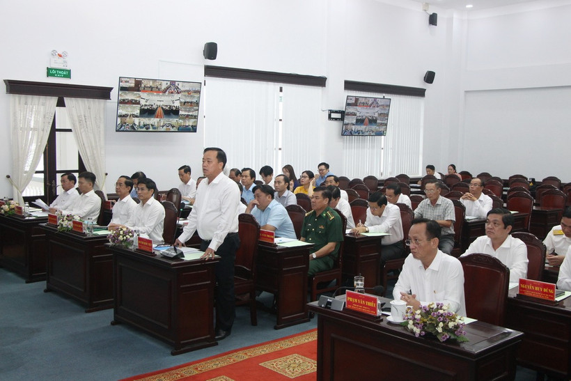 Ông Huỳnh Quốc Việt, Ủy viên dự khuyết Ban Chấp hành Trung ương Đảng, Phó Bí thư Thường trực Tỉnh ủy Bạc Liêu, phát biểu tại Hội nghị. (Ảnh: Chanh Đa/TTXVN)