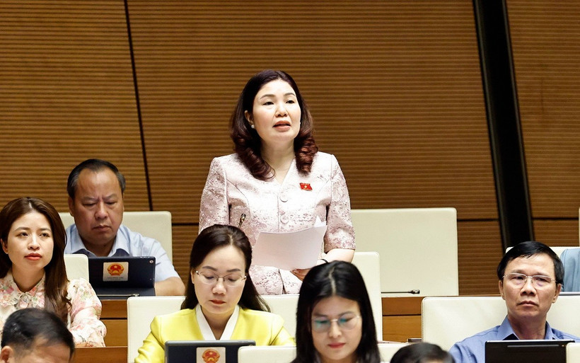 Đại biểu Quốc hội tỉnh Bắc Ninh Trần Thị Vân phát biểu. (Ảnh: Doãn Tấn/TTXVN)