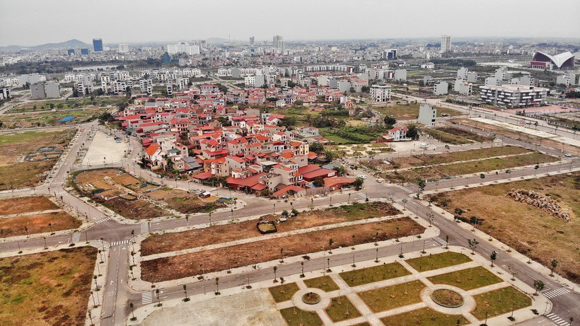 Một góc khu đô thị phía Nam tỉnh Bắc Giang, nơi giá đất phân lô tăng từ 2 đến 4 tỷ đồng/lô. (Ảnh: Danh Lam/TTXVN)