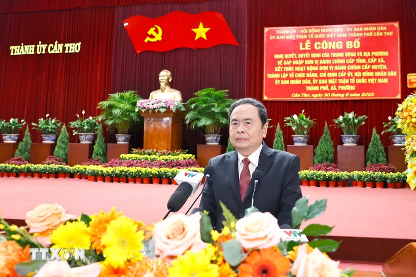 Chủ tịch Quốc hội Trần Thanh Mẫn phát biểu chỉ đạo. (Ảnh: Doãn Tấn/TTXVN)