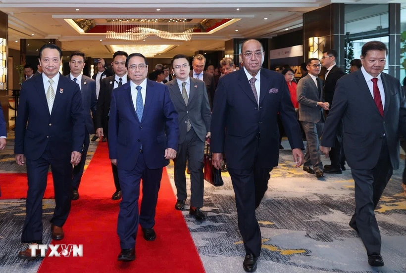 Thủ tướng Phạm Minh Chính đến dự Diễn đàn Lãnh đạo và Đối tác ASEAN. (Ảnh: Dương Giang/TTXVN)