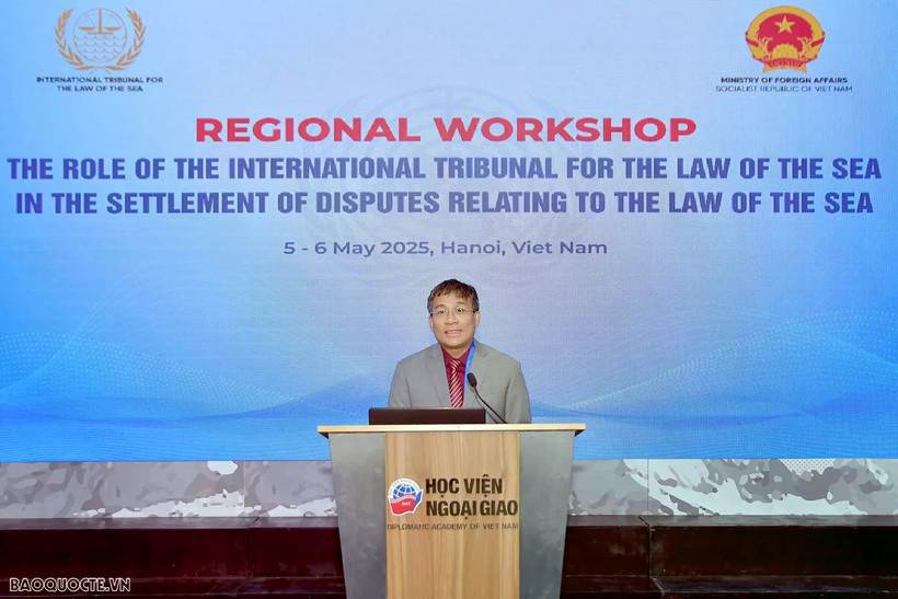 Thứ trưởng Thường trực Ngoại giao Nguyễn Minh Vũ phát biểu tại Hội thảo. (Nguồn: Thế giới và Việt Nam)