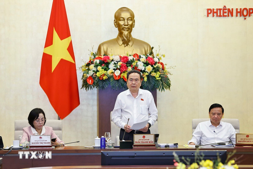 Chủ tịch Quốc hội Trần Thanh Mẫn phát biểu bế mạc Phiên họp. (Ảnh: Doãn Tấn/TTXVN)