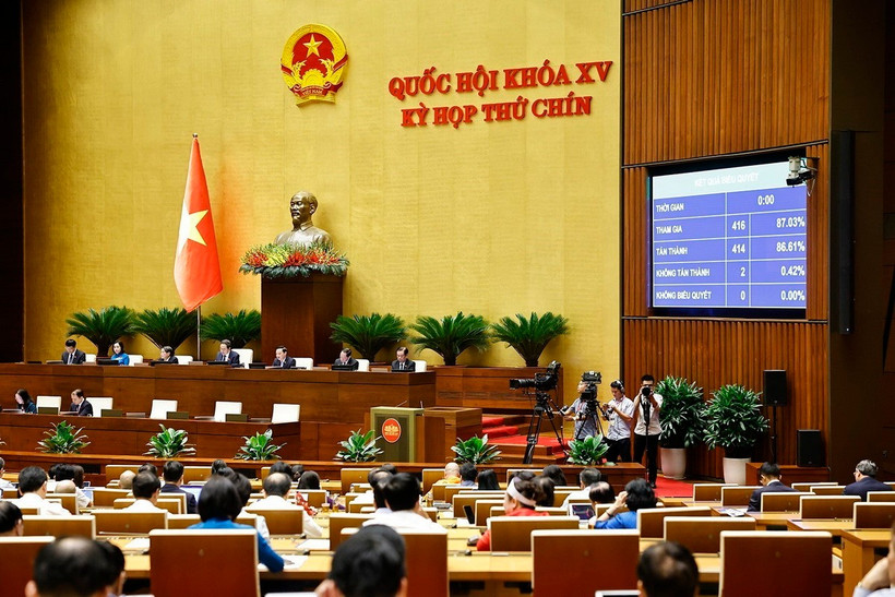 Quốc hội biểu quyết thông qua Luật sửa đổi, bổ sung một số điều của Luật Tổ chức Tòa án Nhân dân. (Ảnh: Doãn Tấn/TTXVN)