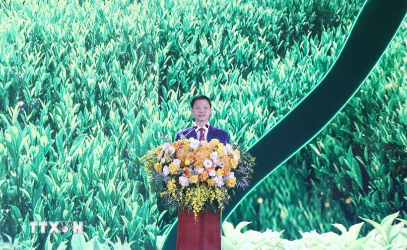 Ông Vương Quốc Tuấn, Chủ tịch UBND tỉnh Thái Nguyên phát biểu khai mạc. (Ảnh: Vũ Hoàng Giang/TTXVN)