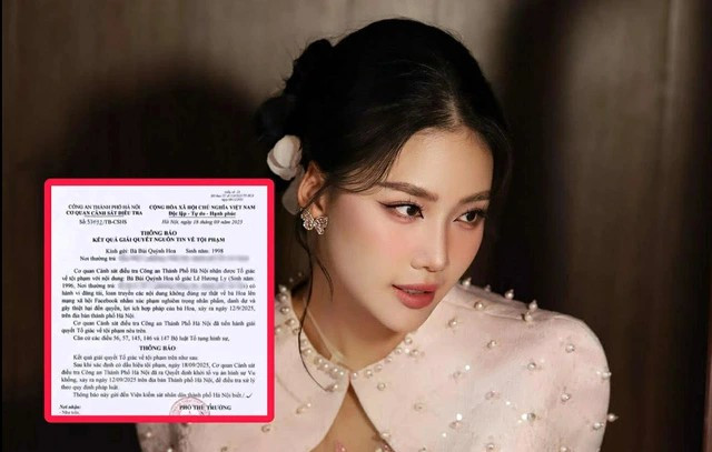 Hoa hậu Bùi Quỳnh Hoa gửi đơn tố giác về việc bị chủ tài khoản mạng xã hội L.H.L. lan truyền thông tin không đúng sự thật. (Nguồn: Facebook nhân vật)