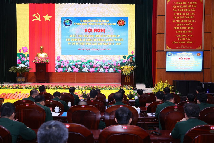 Hội nghị sơ kết thực hiện Nghị định số 81/2019/NĐ-CP của Chính phủ về phòng, chống phổ biến vũ khí hủy diệt hàng loạt giai đoạn 2019-2024. (Ảnh: Văn Điệp/TTXVN)