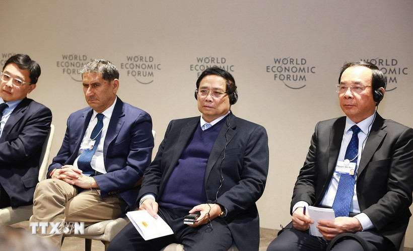 Thủ tướng Phạm Minh Chính phát biểu tại tọa đàm với UNCTAD về phát triển toàn cầu trong Kỷ nguyên Thông minh. (Ảnh: Dương Giang/TTXVN)