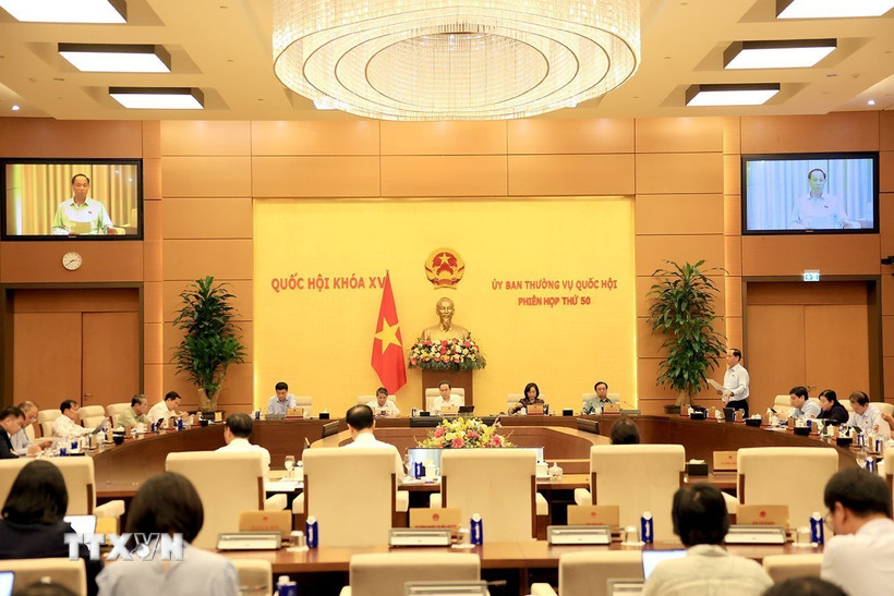 Quang cảnh phiên họp thứ 50 của Ủy ban Thường vụ Quốc hội. (Ảnh: Tuấn Anh/TTXVN)
