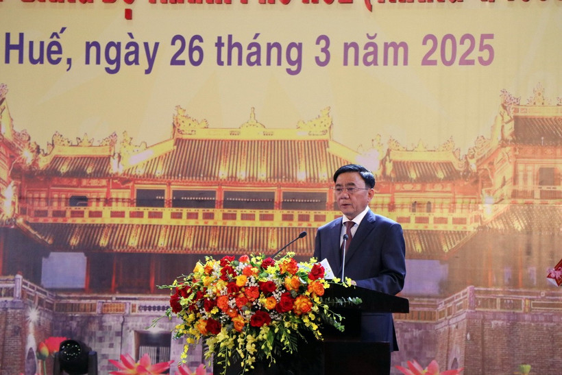 Ủy viên Bộ Chính trị, Thường trực Ban Bí thư Trần Cẩm Tú phát biểu tại lễ kỷ niệm. (Ảnh: Đỗ Trưởng/TTXVN)