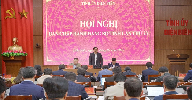 Ban Chấp hành Đảng bộ tỉnh Điện Biên khóa XIV tổ chức Hội nghị lần thứ 23 về Đề án sắp xếp, tinh gọn bộ máy, biên chế theo Nghị quyết số 18 của Ban Chấp hành Trung ương Đảng khóa XII. (Ảnh: