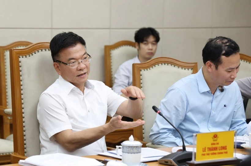 Phó Thủ tướng Lê Thành Long phát biểu tại cuộc họp. (Ảnh: TTXVN phát)