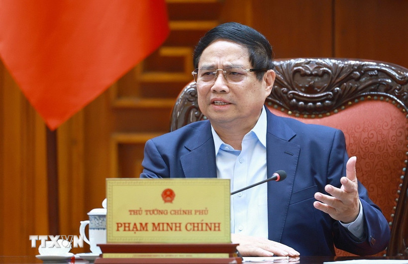 Thủ tướng Phạm Minh Chính chủ trì phiên họp thứ nhất của Ban Chỉ đạo về Trung tâm tài chính khu vực và quốc tế. (Ảnh: Dương Giang/TTXVN)