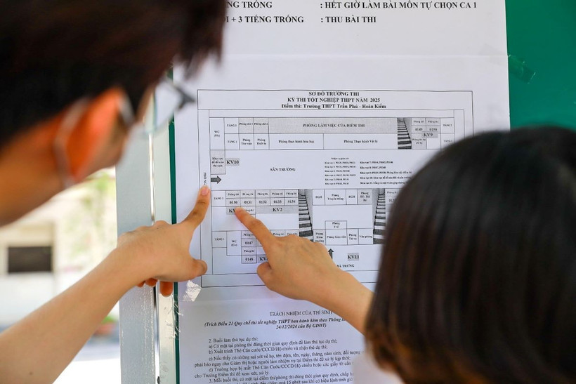 Thí sinh làm thủ tục dự thi tại một điểm thi. (Ảnh: Khánh Hòa/TTXVN)