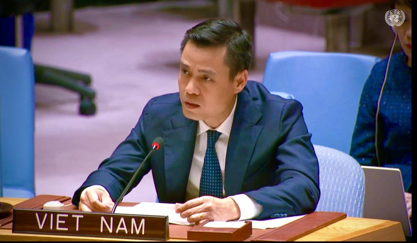 Đại sứ Đặng Hoàng Giang, Trưởng Phái đoàn thường trực Việt Nam tại LHQ. (Ảnh: Hoài Thanh/TTXVN)