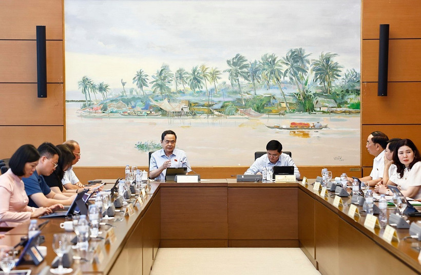 Chủ tịch Quốc hội Trần Thanh Mẫn, đại biểu Quốc hội tỉnh Hậu Giang phát biểu. (Ảnh: Doãn Tấn/TTXVN)