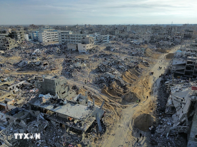 Cảnh tàn phá do xung đột tại Rafah, Dải Gaza. (Ảnh: THX/TTXVN)