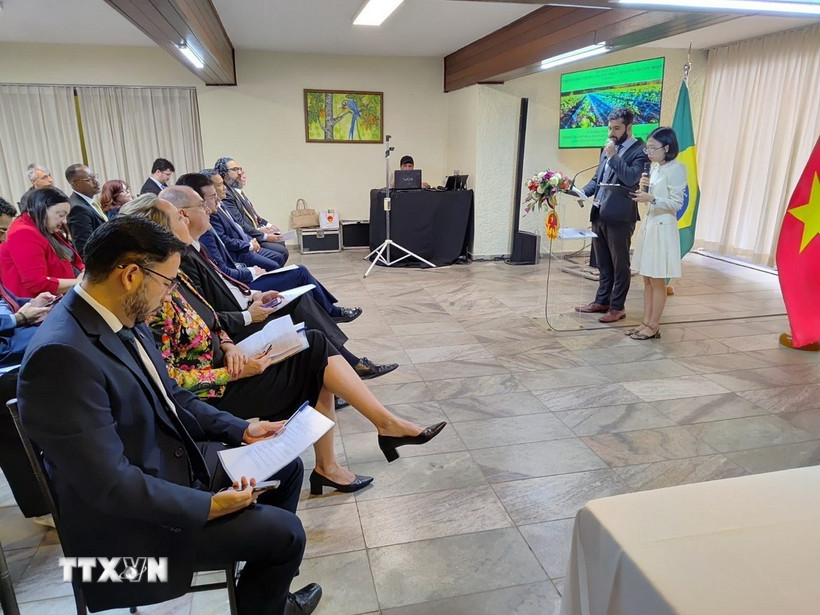 Việt Nam và Brazil tăng cường hợp tác trong lĩnh vực nông nghiệp thông minh Hội thảo “Cơ hội phát triển Chuỗi giá trị nông nghiệp thông minh Việt Nam-Brazil." (Ảnh: Đại sứ quán Việt Nam tại Brazil/TTXVN phát)