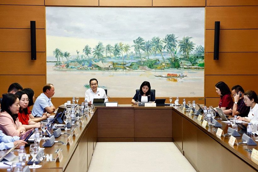 Chủ tịch Quốc hội Trần Thanh Mẫn, đại biểu Quốc hội tỉnh Hậu Giang phát biểu. (Ảnh: Doãn Tấn/TTXVN)