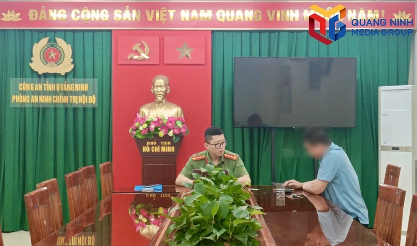 Cơ quan Công an làm việc với trường hợp vi phạm. (Nguồn: Báo Quảng Ninh)