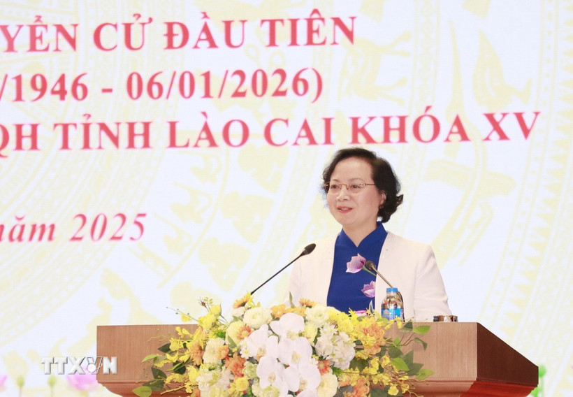 Phó Thủ tướng Phạm Thị Thanh Trà phát biểu tại buổi gặp mặt. (Ảnh: Đinh Thùy/TTXVN)