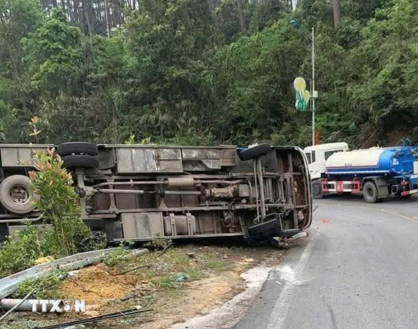 Hiện trường vụ tại nạn. (Ảnh: TTXVN phát)