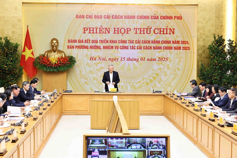 Quang cảnh Phiên họp thứ chín của Ban Chỉ đạo cải cách hành chính. (Ảnh: Minh Đức/TTXVN)